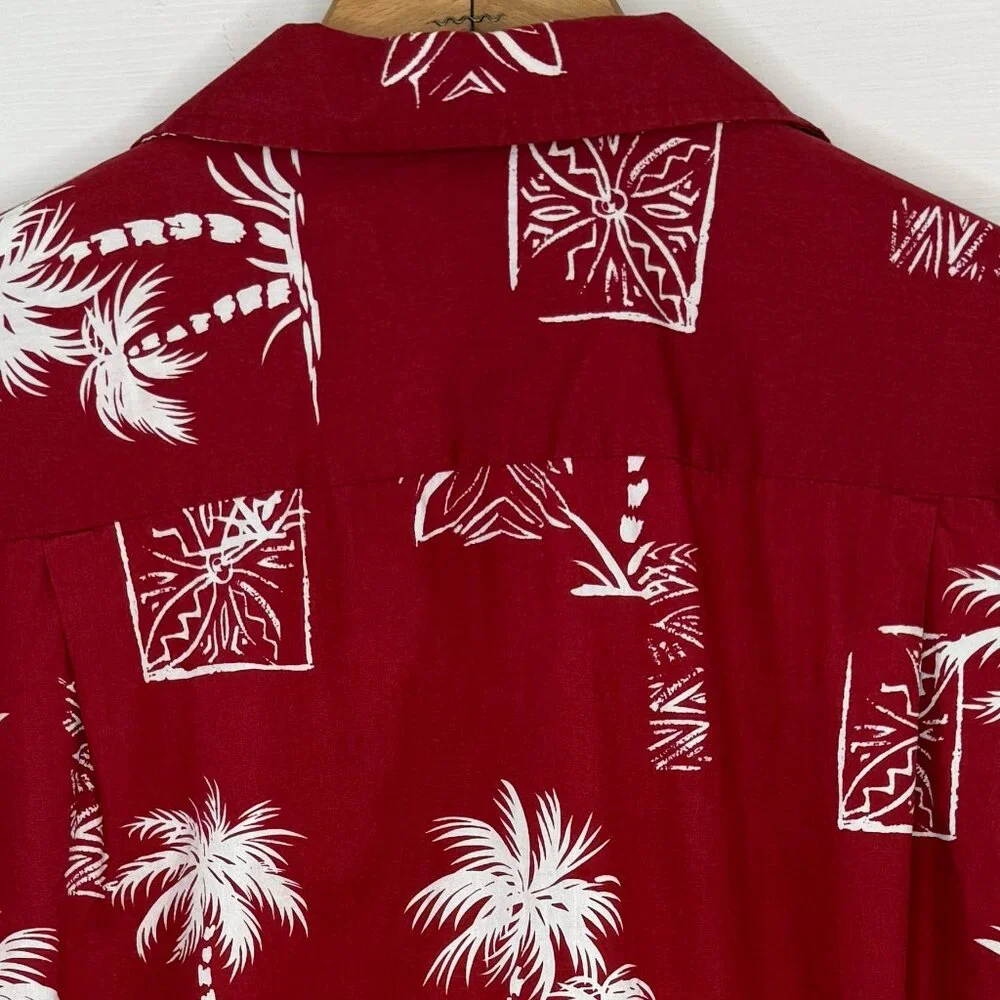 Vintage RJC Hawaiian Coconut Tree Cotton Shirt Made in Hawaii USA Size Large